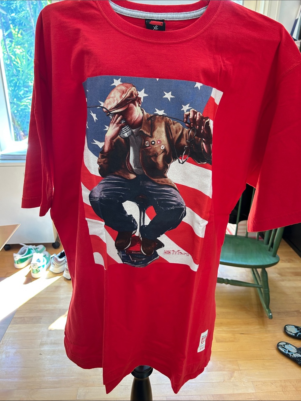 Ecko Unlimited Red Graphic Crewneck Tee with Americana Print
